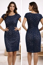 REISS Navy Lace Dress UK 10 Fitted Cocktail Evening Party Occasion Elegant  