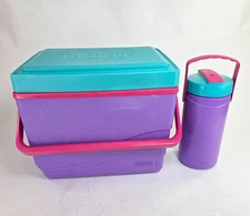 Thermos Retro 7916 Drink Cooler w Cup Holder Lid Purple 16 qt & Water Jug