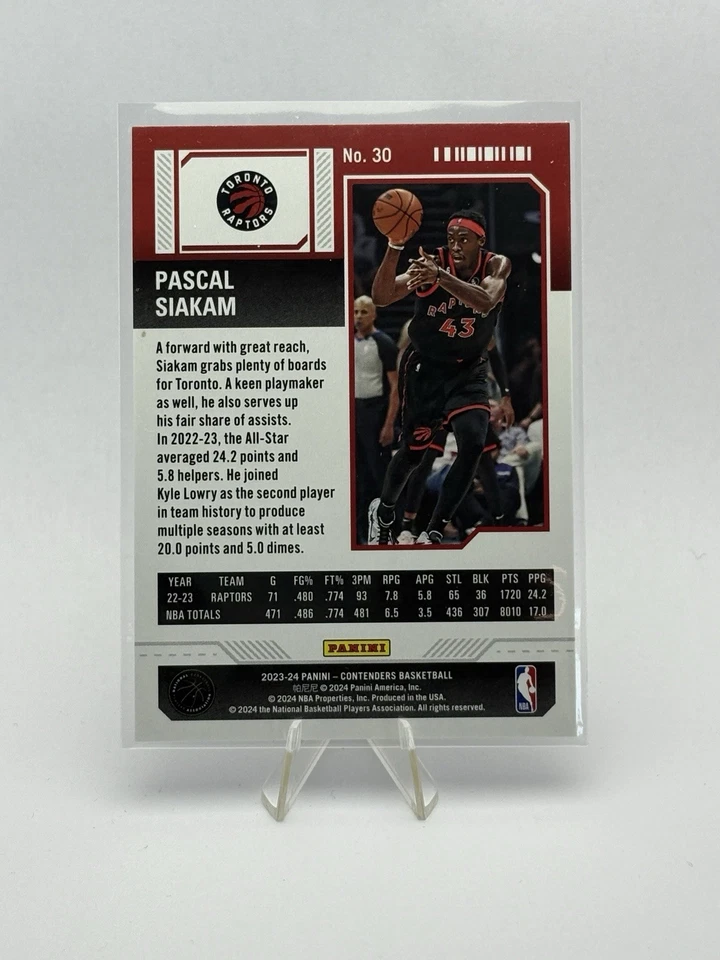 2023-24 Panini Contenders #30 Pascal Siakam Game Ticket Green Toronto Raptors - Image 2 of 2