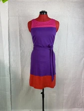 ELLE Womens Size 4 Pink Purple Red Fit N Flare Dress Sleeveless C609