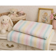 Vintage Baby Receiving Blankets 2 Acrylic 30x40 NOS Pastel Retro Nursery Gift