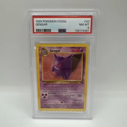 1999 Gengar Non-Holo 20/62 Fossil Set Unlimited Rare WOTC Pokemon TCG Mint PSA 8