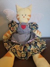 Vintage Kitty Cat Angel Rag Doll 16" Primitive Country Decor