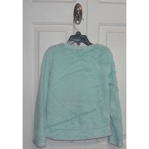 BMagical Girls Long Sleeve Fluffy Crew Neck Sequin Star Lounge Top Aqua Size 6 - Picture 5 of 6