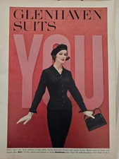 1957 Women's  Glenhaven  Acetate Rayon Suit Vintage Fashion ad 