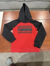 Under Armour Boys Hoodie Red Black Size 5 Pullover Cotton Polyester UAFA1E-621
