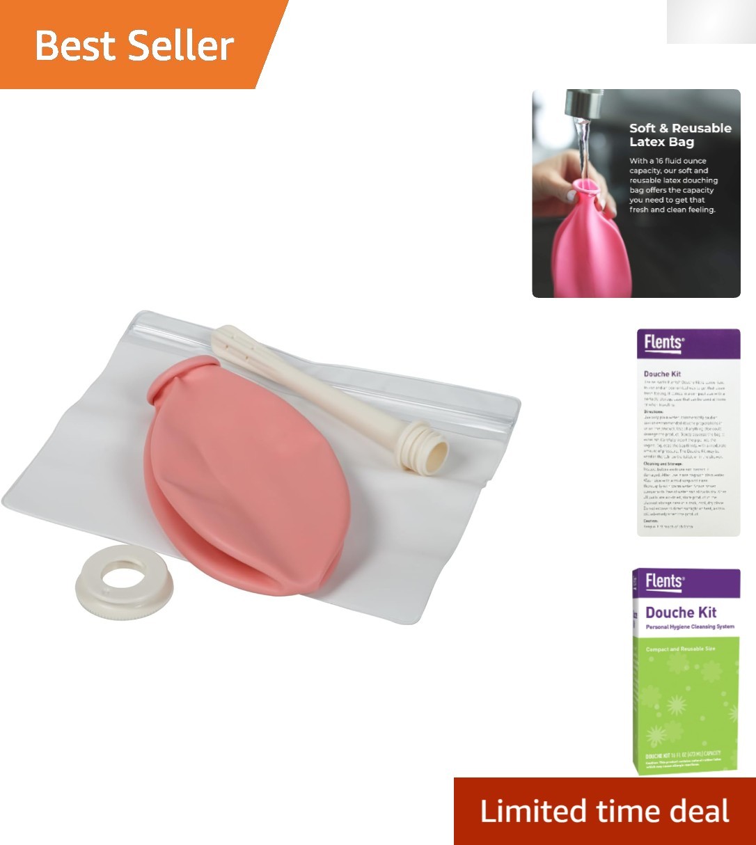 Lightweight Douche Kit for Women - 16 fl oz Cleansing Bottle with Easy-Squeeze
