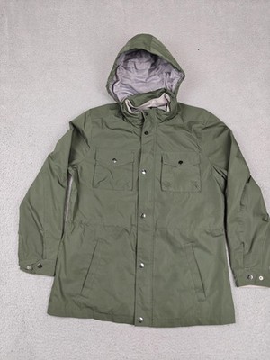Rainforest Jacket Mens Small Green Hooded Rain Coat Zip Pockets Lined Outdoor