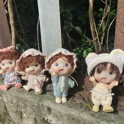 10cm Mini Bjd Doll with Clothes Cute Surprise Face Blue Eye Blond Hair