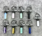 9pcs Natural Amethyst Vary Gems  Butterfly Pendants Magic Reiki Healing Amulet