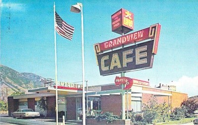 Grandview Cafe Provo Utah Vintage Postcard 1974 Mid-Century Diner Sign