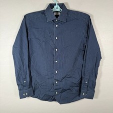 Eton Shirt Mens Small 15 Slim Blue Button Up Long Sleeve Polka Dot Floral