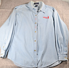 Vintage Coca-Cola Embroidered Denim Shirt XL Harbour Glen Chambray Promo