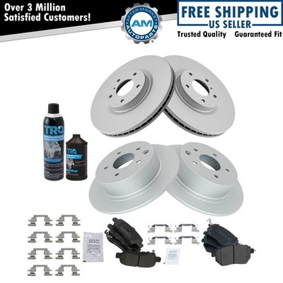 Metallic Brake Pad & Coated Rotor Front Rear Kit w/Fluids for Nissan Maxima