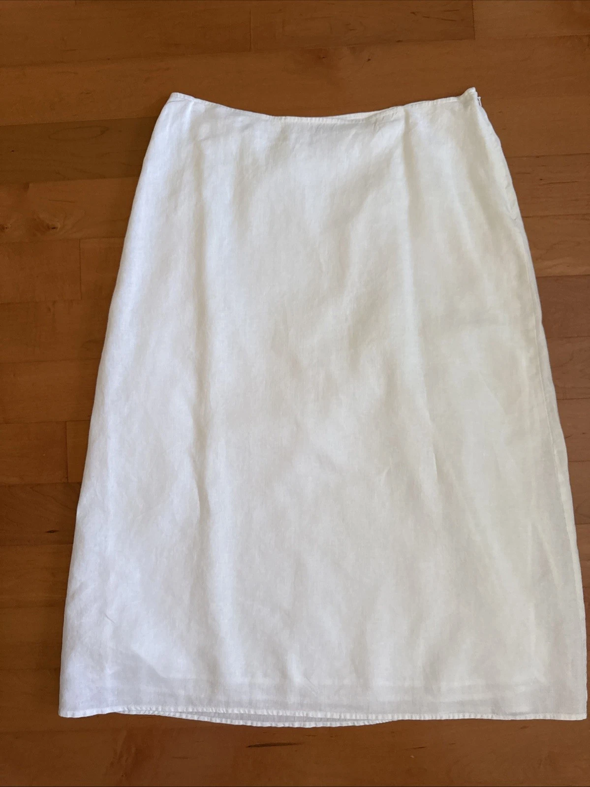 J Jill 100% Linen Size 16 Tall Skirt White Lined