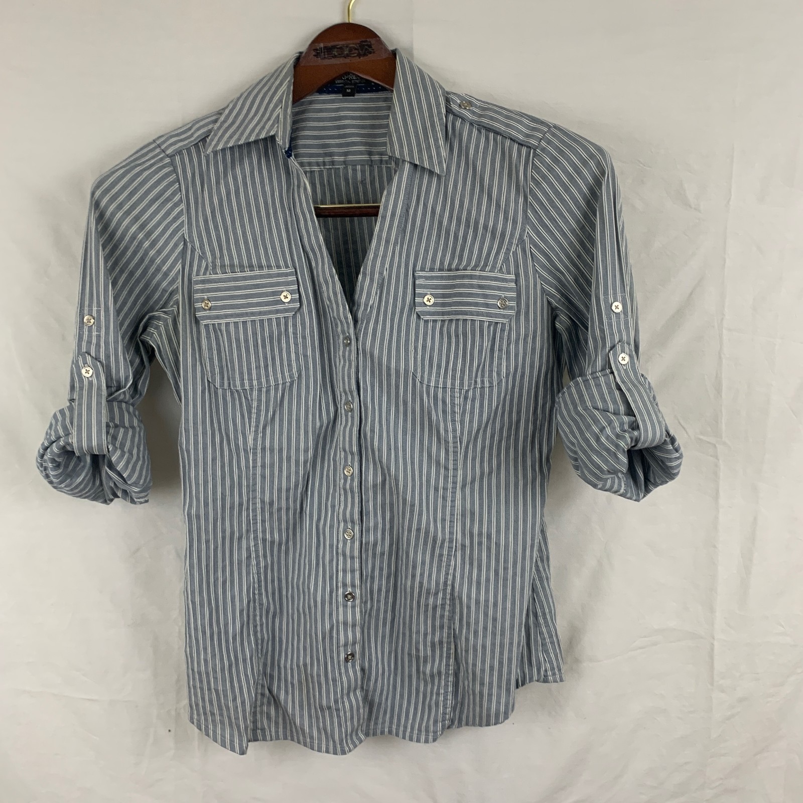 Express Medium Essential Stretch Black White Stri… - image 2