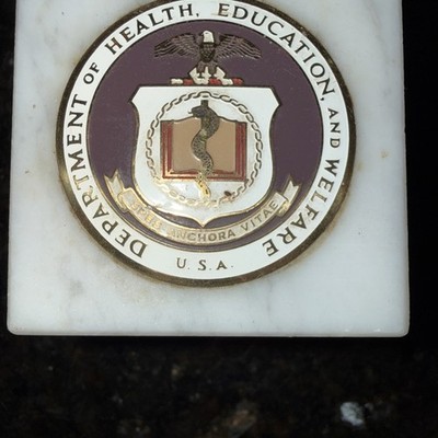 Vintage U.S. Dept. of Health, Education, and Welfare (HEW) Marble Paperweight