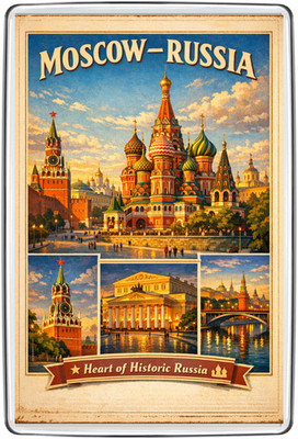 Moskau Russland Kreml Kühlschrankmagnet Reise Souvenir Geschenk Basilikum Skyline Blick