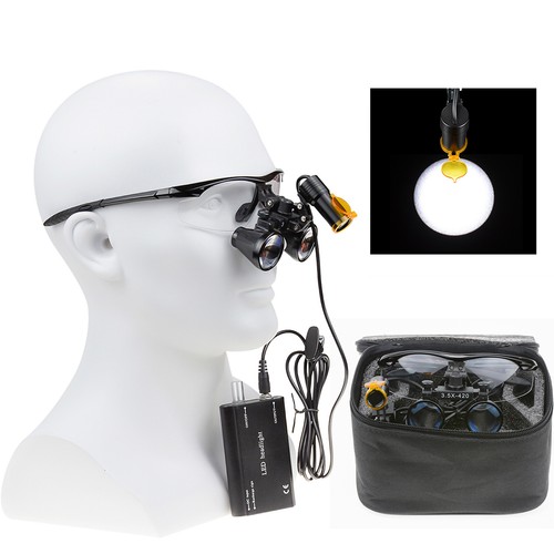 Faro LED dentale 5W + paraluce + lenti chirurgiche 3,5X-420mm DY-008 + borsa nera - Foto 1 di 24