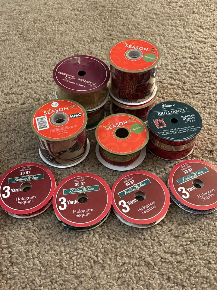 Lote de 11 carretes de cinta artesanal navideña Foto 3 de 4