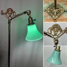 RESTORED Antique Vtg Art Deco Bridge Floor Lamp Green Glass 1920s 1930s 1940s