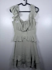 Zimmerman Womens Pleated Frilled Ruffled Mini Dress Cottagecore Green Sz S 14x34