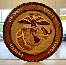 USMC 12”x12” Wood Sign United States Marine Corps Wall Decor New in Box