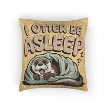 I Otter Be Asleep Woven Pillow, Cozy Home Decor, Gift for Animal Lovers, Fun