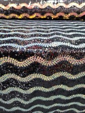 Black Stretch Velvet Black Sequin Iridescent Leave Fabric By The Yard Dress