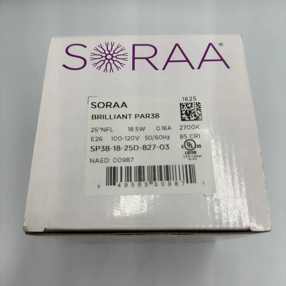 SORAA Brilliant PAR38 SP38-18-25D-827-03 NAED 00987 85-CRI 2700K 18.5W LED NEW - Image 4 of 4