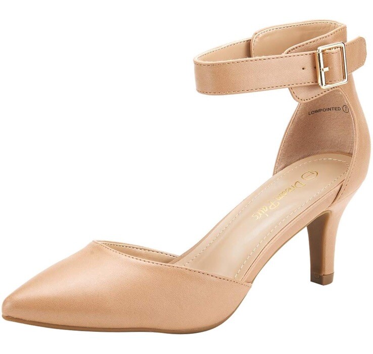 Dream Pairs Women Kitten Low Heel Pointed Toe Dress Shoes Taupe