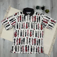 Vintage Slazenger Men's Golf Polo Size M Golf Clubs Print Grand Waikapu STAINS