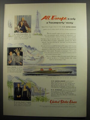 1955 United States Lines Cruise Ad - Mr. and Mrs. Kingman Moore