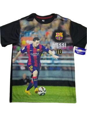 New FC Barcelona Messi Crew T Shirt sz M Soccer Futbol Authentic
