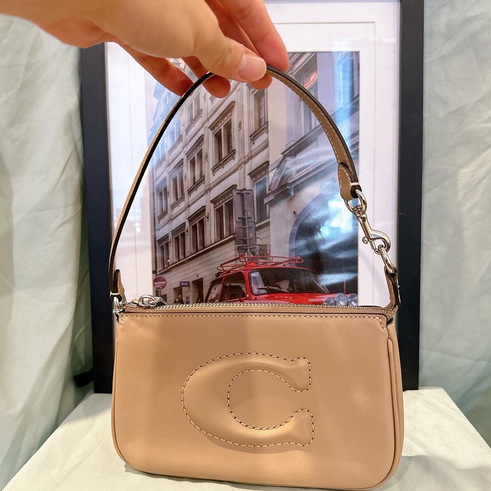 Coach Nolita 19 Taupe Smooth Leather Wristlet/Shoudler Bag (CR364