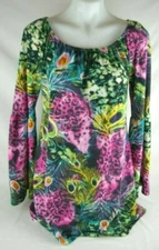 Win Win Multi- Colored Animal Print Bell Sleeve Tunic Shirt Women's Size L- XL  