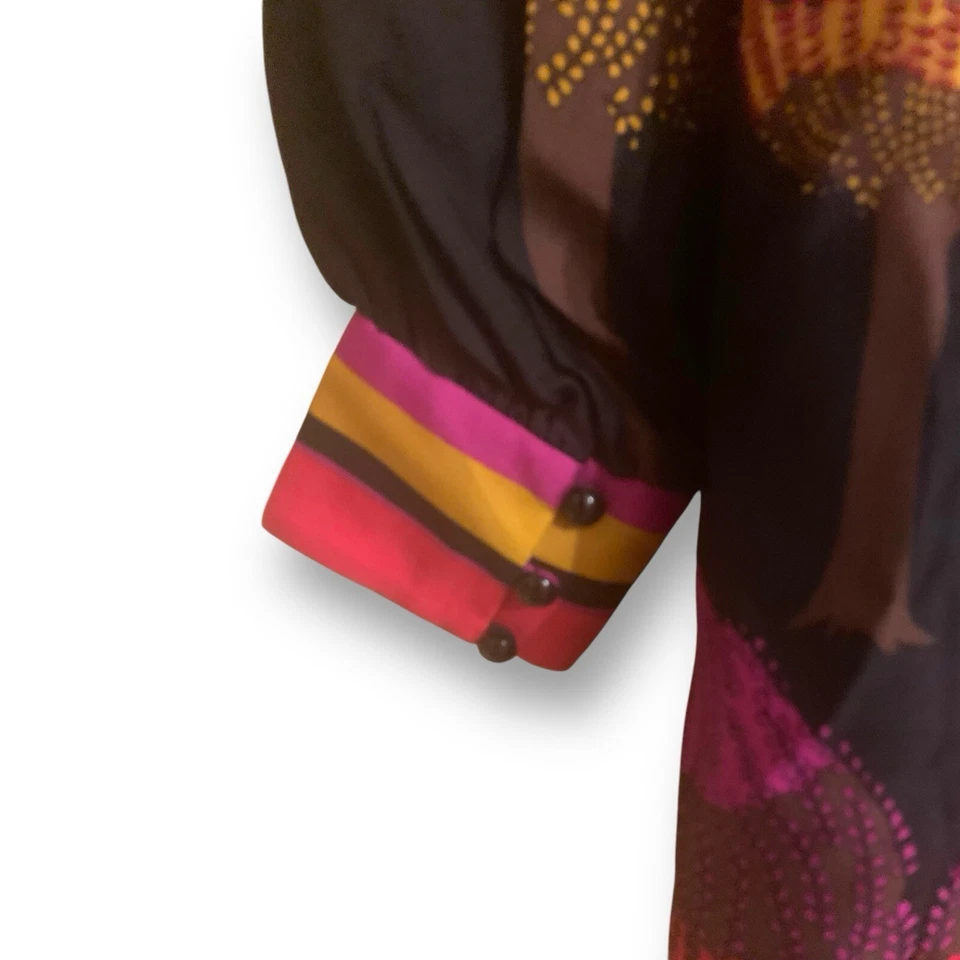 Vestido Tibi Mezcla Seda y Lana Manga Larga Talla 8 Estampado Árbol Mod Años 70 Abstracto Foto 4 de 4