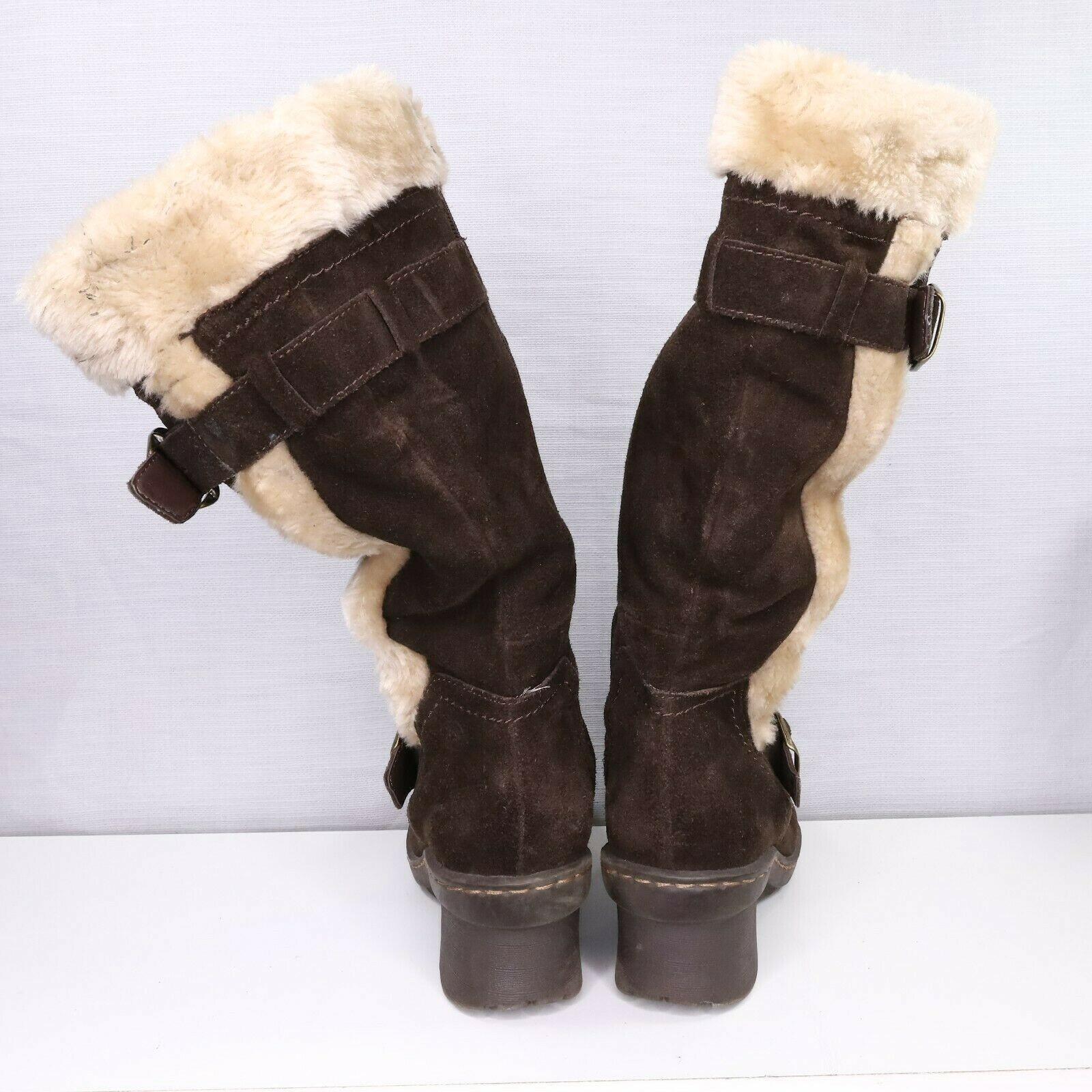 BareTraps Catchy Brown Suede Leather Snow Boots Size 11 Womens Wedge Fur  Lined - Ashas Restaurants