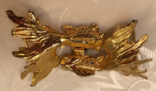 Metal Buckle, Beta Fish, Gold Tone, Two Piece Interlocking, Vintage