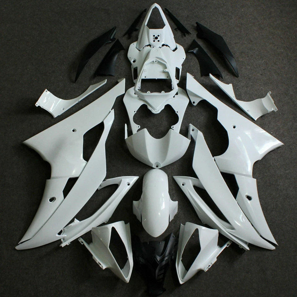 ABS Fairings Kit For 2008-2016 YAMAHA YZF-R6 YZF R6 Unpainted White Bodywork Set - Image 2 of 4