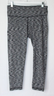 VELOCITY WOMENS ATHLETIC ACTIVE CAPRI LEGGINGS SZ M HEATHER GRAY BLACK