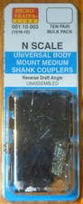 Micro-Trains Line #00110003 (1016-10) Medium-Shank Body-Mount Coupler Bulk 10Pr
