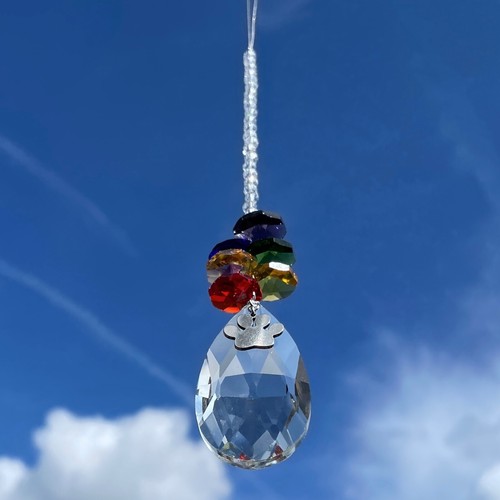 Neu Glas Sonnenfänger Haustier Verlust Denkmal Denkmal ~ Regenbogenbrücke ~ Pfote Charm - Bild 9 von 11