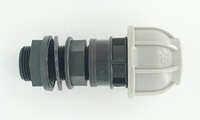 3/4" BSP Tank Adapter to Straight MDPE Compression Pipe Connector. Alkathene.