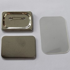 Rectangular 40 60mm Pin Back Button Parts Metal Bottom 100 Sets/Pack DIY Maker