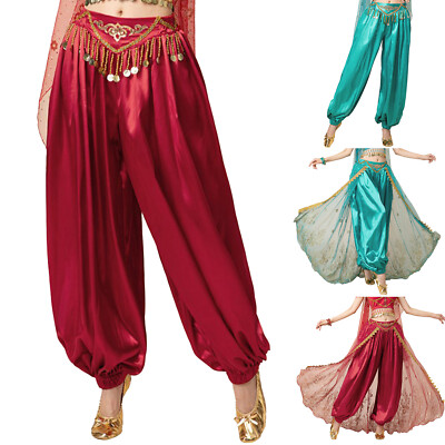 Womens Trousers Indian Costume Fancy Pants Arabic Dancewear Belly Dancing Harem