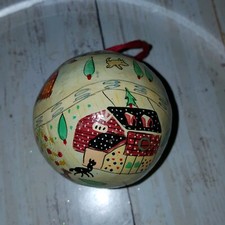 3.5" cardboard village Christmas bulb ball ornament holiday decor