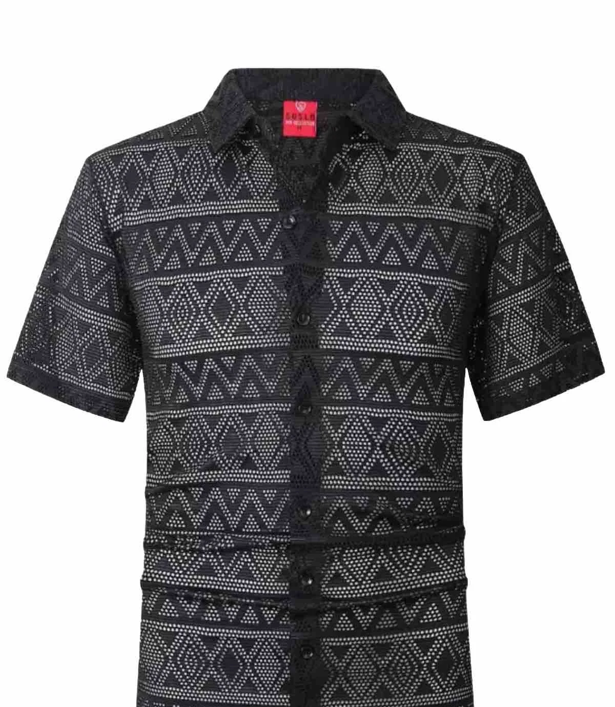 Men's Luxurious Crochet Shirt,Italian Style,Stretch M to 4XL….A27.A