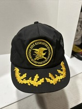 Vintage NRA Mesh Snapback Trucker Patch Hat Black Gold Leaf Made in USA