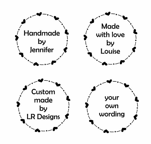PERSONALISED HANDMADE BY SELF INKING RUBBER STAMP, ROUND HEARTS DESIGN - Picture 3 of 7